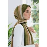 Vissona KREP BATİK DESENLİ HAKİ RENKLİ 75X195 KIRIŞMAZ ŞAL