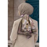 Vissona KREP ÇİÇEK DESENLİ BEJ - GÜL KURUSU RENKLİ 75X195 KIRIŞMAZ ŞAL