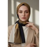 Vissona KREP ÇİÇEK VE YAPRAK DESENLİ BEJ - SİYAH RENKLİ 75X195 KIRIŞMAZ ŞAL