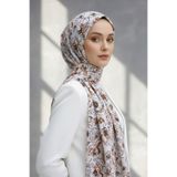 Vissona KREP ÇİÇEKLİ KAHVERENEGİ - TABA RENKLİ 75X195 KIRIŞMAZ ŞAL