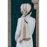 Vissona KREP ÇİZGİ DESENLİ BEJ RENKLİ 75X195 KIRIŞMAZ ŞAL