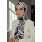 Vissona KREP ÇİZGİ DESENLİ GRİ RENKLİ 75X195 KIRIŞMAZ ŞAL