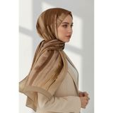 Vissona KREP ÇİZGİ DESENLİ HARDAL RENKLİ 75X195 KIRIŞMAZ ŞAL