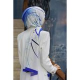 Vissona KREP ÇİZGİ DESENLİ SAKS RENKLİ 75X195 KIRIŞMAZ ŞAL