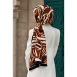 Vissona KREP ÇİZGİ DESENLİ TABA RENKLİ 75X195 KIRIŞMAZ ŞAL