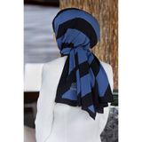 Vissona KREP ÇİZGİLİ DESENLİ İNDİGO - SİYAH RENKLİ 75X195 KIRIŞMAZ ŞAL