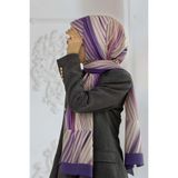 Vissona KREP ÇİZGİLİ DESENLİ LİLA RENKLİ 75X195 KIRIŞMAZ ŞAL