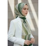 Vissona KREP ÇİZGİLİ DESENLİ ZÜMRÜT YEŞİLİ RENKLİ 75X195 KIRIŞMAZ ŞAL