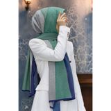 Vissona KREP DALGA DESENLİ İNDİGO RENKLİ 75X195 KIRIŞMAZ ŞAL