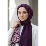 Vissona KREP DEGRADELİ ÇİZGİ DESENLİ MOR RENKLİ 75X195 KIRIŞMAZ ŞAL