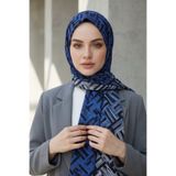 Vissona KREP DEGRADELİ ÇİZGİ DESENLİ SAKS RENKLİ 75X195 KIRIŞMAZ ŞAL
