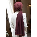 Vissona KREP DEGRADELİ MONOGRAM DESENLİ BORDO RENKLİ 75X195 KIRIŞMAZ ŞAL