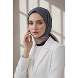 Vissona KREP DOKULU KARO DESENLİ GRİ - PUDRA RENKLİ 75X195 KIRIŞMAZ ŞAL