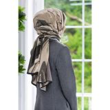 Vissona KREP EBRU DESENLİ FÜME RENKLİ 75X195 KIRIŞMAZ ŞAL