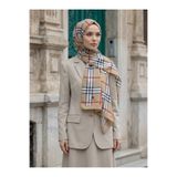 Vissona KREP EKOSE DESENLİ BEJ RENKLİ 75X195 KIRIŞMAZ ŞAL