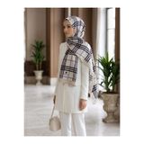Vissona KREP EKOSE DESENLİ KREM - GRİ RENKLİ 75X195 KIRIŞMAZ ŞAL