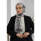 Vissona KREP EKOSE DESENLİ KREM - GRİ RENKLİ 75X195 KIRIŞMAZ ŞAL