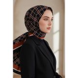 Vissona KREP EKOSE DESENLİ SİYAH - BORDO RENKLİ 75X195 KIRIŞMAZ ŞAL