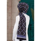 Vissona KREP EKOSE DESENLİ SİYAH - İNDİGO RENKLİ 75X195 KIRIŞMAZ ŞAL