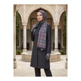 Vissona KREP EKOSE DESENLİ SİYAH - KIRMIZI RENKLİ 75X195 KIRIŞMAZ ŞAL