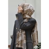 Vissona KREP FIRÇA DESENLİ BEJ RENKLİ 75X195 KIRIŞMAZ ŞAL