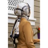 Vissona KREP FIRÇA DESENLİ KREM - SİYAH RENKLİ 75X195 KIRIŞMAZ ŞAL