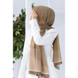 Vissona KREP GEOMETRİ DESENLİ BEJ RENKLİ 75X195 KIRIŞMAZ ŞAL