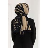 Vissona KREP GEOMETRİK DESENLİ BEJ RENKLİ 75X195 KIRIŞMAZ ŞAL