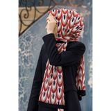 Vissona KREP GEOMETRİK DESENLİ BORDO RENKLİ 75X195 KIRIŞMAZ ŞAL