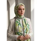 Vissona KREP GEOMETRİK DESENLİ FISTIK YEŞİLİ RENKLİ 75X195 KIRIŞMAZ ŞAL