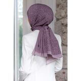 Vissona KREP GEOMETRİK DESENLİ GÜL KURUSU - PUDRA RENKLİ 75X195 KIRIŞMAZ ŞAL