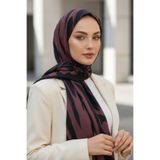 Vissona KREP GEOMETRİK DESENLİ GÜL KURUSU RENKLİ 75X195 KIRIŞMAZ ŞAL
