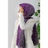 Vissona KREP GEOMETRİK DESENLİ LİLA RENKLİ 75X195 KIRIŞMAZ ŞAL