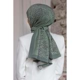 Vissona KREP GEOMETRİK DESENLİ SU YEŞİLİ - KREM RENKLİ 75X195 KIRIŞMAZ ŞAL