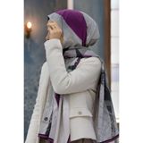 Vissona KREP GEOMETRİK DESENLİ VİZON - MÜRDÜM RENKLİ 75X195 KIRIŞMAZ ŞAL
