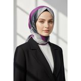 Vissona KREP GEOMETRİK DESENLİ VİZON - MÜRDÜM RENKLİ 75X195 KIRIŞMAZ ŞAL