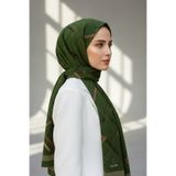 Vissona KREP GEOMETRİK DESENLİ ZÜMRÜT YEŞİLİ - BEJ RENKLİ 75X195 KIRIŞMAZ ŞAL