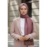 Vissona KREP GOLD DETAYLI BAROK DESENLİ GÜL KURUSU RENKLİ 75X195 KIRIŞMAZ ŞAL