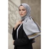 Vissona KREP GOLD DETAYLI BAROK DESENLİ GÜMÜŞ RENKLİ 75X195 KIRIŞMAZ ŞAL
