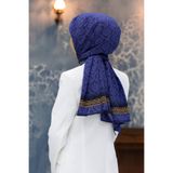 Vissona KREP GOLD DETAYLI BAROK DESENLİ LACİVERT RENKLİ 75X195 KIRIŞMAZ ŞAL