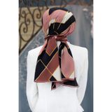 Vissona KREP GOLD DETAYLI KARO DESENLİ PUDRA RENKLİ 75X195 KIRIŞMAZ ŞAL