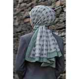 Vissona KREP KARE DESENLİ KOYU MİNT RENKLİ 75X195 KIRIŞMAZ ŞAL