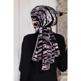 Vissona KREP KIRIŞMAZ ŞAL ZEBRA DESENLİ SİYAH - PUDRA RENKLİ 75X195