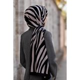 Vissona KREP KIRIŞMAZ ŞAL ZEBRA DESENLİ SİYAH - SÜTLÜKAHVE RENKLİ 75X195