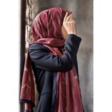 Vissona KREP MERMER DESENLİ BORDO RENKLİ 75X195 KIRIŞMAZ ŞAL