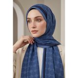 Vissona KREP MONOGRAM DESENLİ LACİVERT RENKLİ 75X195 KIRIŞMAZ ŞAL