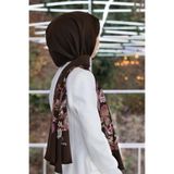 Vissona KREP NAKIŞ ÇİÇEK DESENLİ KAHVERENGİ RENKLİ 75X195 KIRIŞMAZ ŞAL