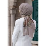 Vissona KREP NAKIŞ ÇİÇEK DESENLİ TAŞ RENKLİ 75X195 KIRIŞMAZ ŞAL