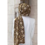 Vissona KREP PAPATYA DESENLİ VİZON RENKLİ 75X195 KIRIŞMAZ ŞAL