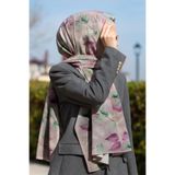 Vissona KREP SONBAHAR DESENLİ PEMBE RENKLİ 75X195 KIRIŞMAZ ŞAL